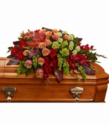 A Fond Farewell Casket Spray from Forever Flowers, flower delivery in St. Thomas, VI